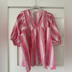 Pink and White Striped Boho Blouse